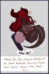  &lt;3 breasts dragon female hair horn kanel leaning long_hair nipples patreon red_hair scalie simple_background solo text 