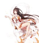  apsara_(elsword) ara_han black_hair braid breasts elsword eyebrows_visible_through_hair highres inna long_hair petals sideboob silk_sheet smoke_trail very_long_hair white_background yellow_eyes 