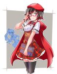  beret black_legwear book commentary glasses gradient_hair hat highres iesupa long_hair multicolored_hair multiple_girls ponytail red_hair ruby_rose rwby scar scar_across_eye short_hair side_ponytail silver_eyes skirt thighhighs two-tone_hair watch weiss_schnee 