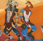  abs anthro axel bulge clothed clothing duo egyptian kodashi loincloth male mask muscular muscular_male pecs sergal thorin topless 