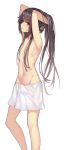  :o adjusting_hair armpits arms_behind_head arms_up brown_hair collarbone eyebrows_visible_through_hair highres long_hair looking_at_viewer looking_to_the_side navel original otoko_no_ko red_eyes solo standing towel weiyinji_xsk white_background 