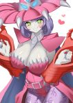  1girl appmon artist_request bandai blush breasts cleavage curvy demon_girl digimon digimon_universe:_appli_monsters female hat huge_breasts leotard long_hair looking_at_viewer monster_girl naughty_face pointy_ears smile solo succubus symbol-shaped_pupils thighs thong warudamon yellow_eyes 