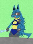  breasts female katsurokurosaki looking_at_viewer lucario nintendo open_mouth pok&eacute;mon pok&eacute;mon_(species) pussy solo video_games 