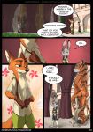  2018 anthro balls barely_visible_balls barely_visible_genitalia black_panther canine caprine clothed clothing comic dialogue dipstick_ears dipstick_tail disney english_text eyewear feline female fox glasses gloves_(marking) goat group horn judy_hopps lagomorph male mammal markings multicolored_tail necktie nick_wilde nude panther rabbit robcivecat speech_bubble text tiger undressing url zootopia 