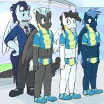  2014 abs anthro anthrofied bulge clothing equine eyewear feathered_wings feathers footwear friendship_is_magic fuze goggles male mammal mercury_(mlp) my_little_pony nervous office pegasus shoes soarin_(mlp) star_hunter_(mlp) thunderlane_(mlp) whistle wings wonderbolts_(mlp) 