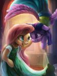  2018 absurd_res clothing duo equine eye_contact feathered_wings feathers female fluttershy_(mlp) friendship_is_magic hi_res horn inside mammal my_little_pony pegasus twilight_sparkle_(mlp) vanillaghosties winged_unicorn wings 