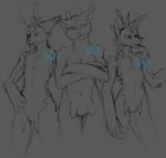  antennae anthro cora_the_mirromy featureless_crotch female frostwyrm102 male mirromy nude simple_background traditional_media_(artwork) 