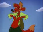  br&#039;er_fox canine clothing disney fox fur ladysomnambule looking_at_viewer mammal midriff navel one_eye_closed sharp_teeth shirt smile song_of_the_south teeth vest wink 