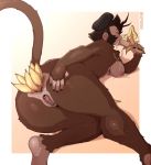  anal anal_masturbation anal_penetration anthro anus banana beret big_butt breasts brown_fur brown_hair butt eating female food food_insertion food_play fruit fur hair hand_on_butt hat kappadoggo looking_at_viewer looking_back mammal masturbation monkey nipples nude penetration primate puss raised_tail saliva solo thick_thighs toying_self 