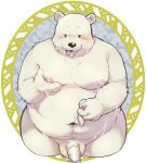  2018 after_masturbation anthro balls bear belly blush condom cum flaccid fur humanoid_hands male mammal moobs navel nipples overweight overweight_male penis polar_bear solo tongue tongue_out un0sk uncut wearing_condom white_fur 