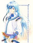  agahari blue_hair fire_emblem fire_emblem:_seisen_no_keifu long_hair male_focus shanan_(fire_emblem) solo sword weapon 