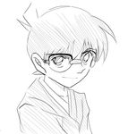  artist_request edogawa_conan glasses greyscale male_focus meitantei_conan monochrome sketch solo 