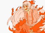  bangs fire fujiwara_no_mokou long_hair mogumogu_fuyoudo solo touhou 