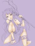  arm_support armlet athena_(saint_seiya) bent_over bracelet breasts cleavage dress jewelry kido_saori kneeling large_breasts lips lipstick long_hair looking_at_viewer makeup purple_eyes sabano saint_seiya scepter sketch smile solo spread_legs thigh_strap 