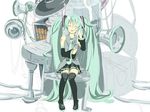  bad_id bad_pixiv_id closed_eyes detached_sleeves green_hair hatsune_miku long_hair necktie potchi sitting skirt solo thighhighs twintails very_long_hair vocaloid 