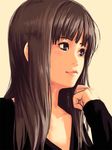  brown_eyes brown_hair lips long_hair original realistic simple_background solo upper_body v-neck yuuji_(and) 
