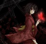  black_hair bug butterfly fatal_frame fatal_frame_2 insect japanese_clothes kimono rattle red_eyes short_hair solo tachibana_chitose 
