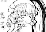  chestnut_mouth closed_eyes drill_hair drooling greyscale hat incoming_poke luna_child monochrome shoujo_kitou-chuu sleeping solo_focus star_sapphire sunny_milk tes_&amp;_naoto touhou 