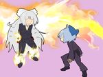  :3 cirno cosplay fire fujiwara_no_mokou k' k'_(cosplay) kula_diamond kula_diamond_(cosplay) mogumogu_fuyoudo multiple_girls power_connection pyrokinesis the_king_of_fighters touhou 