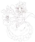  bad_id bad_pixiv_id bow dress hair_bow highres lineart medicine_melancholy monochrome open_mouth ribbon ringpearl short_hair solo su-san touhou wings 