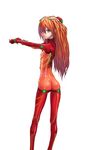  ass bad_id bad_pixiv_id blue_eyes bodysuit evangelion:_2.0_you_can_(not)_advance from_behind highres long_hair looking_back multicolored multicolored_bodysuit multicolored_clothes neon_genesis_evangelion orange_bodysuit orange_hair outstretched_arm pikoroo plugsuit rebuild_of_evangelion red_bodysuit shikinami_asuka_langley simple_background skin_tight solo souryuu_asuka_langley test_plugsuit 