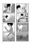  4koma azumanga_daiou bad_id bad_pixiv_id chinese chiyo_chichi comic greyscale highres hpflower index kamijou_touma monochrome multiple_4koma multiple_boys parody to_aru_majutsu_no_index translation_request tsuchimikado_motoharu 