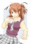  bad_id bad_pixiv_id bagel brown_eyes brown_hair food food_on_face mizugame necktie one_eye_closed plaid plaid_skirt short_hair sister_princess skirt solo twintails yotsuba_(sister_princess) 