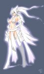  bad_id bad_pixiv_id blue_eyes emukon gen_5_pokemon highres legs navel personification pokemon ponytail reshiram solo thighhighs white_hair 