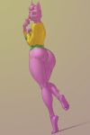  5_fingers 5_toes anthro barefoot big_butt bojack_horseman butt clothing feet feline female fur half_clothed humanoid_feet ldr looking_at_viewer looking_back mammal pink_fur princess_carolyn shirt simple_background soles solo thick_thighs toes 