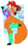  anthro big_breasts breasts canine clothed clothing exercise female fox looking_at_viewer mammal open_mouth red_fox redpixie solo standing voluptuous 