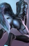  anthro anus butt butt_focus canine female fur kneeling mammal nude pussy pussy_juice shintori solo 