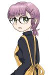  apron breasts chrono_trigger commentary_request glasses lucca_ashtear purple_hair s-a-murai short_hair smile solo 