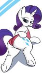  andelai big_butt biting_lip blue_eyes blue_hair blue_mane blue_tail butt butt_pose clothing cutie_mark digitigrade equine eyebrows eyelashes female feral friendship_is_magic fur hair hand_on_thigh hooves horn looking_at_viewer lying mammal my_little_pony one-piece_swimsuit pose quadruped rarity_(mlp) simple_background solo swimsuit unicorn white_fur 