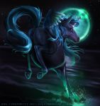  2018 anus equine feathered_wings feathers female feral friendship_is_magic hair horn looking_at_viewer looking_back mammal moardor moon my_little_pony night princess_luna_(mlp) pussy sky solo winged_unicorn wings young 