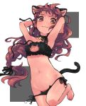  animal_ears animal_print barefoot bell bell_collar black_bra black_hairband blush bra braid braided_ponytail breasts brown_eyes brown_hair cat_ears cat_lingerie cat_panties cat_print cat_tail cleavage cleavage_cutout collar embarrassed fake_animal_ears floating_hair freckles hairband isuzu_(log_horizon) log_horizon long_hair looking_at_viewer lying meme_attire mo_(deciliter) on_back panties panty_pull print_panties side-tie_panties single_braid small_breasts solo sweatdrop tail underwear underwear_only untied_bra very_long_hair white_background 