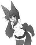  animal_humanoid arms_tied ball_bag black_hair blush bound canine clothed clothing collar drooling female fluffy fluffy_tail fox_humanoid gag greyscale hair humanoid inner_ear_fluff kanaya_azami legwear long_hair mammal miniskirt monochrome sakifox saliva shirt skirt solo sweat thigh_highs ukagaka 