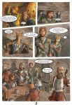  0laffson 2016 5_fingers anthro armor barefoot brown_eyes brown_hair cheetah clothed clothing comic detailed_background digitigrade english_text feline group hair holding_object holding_weapon human mammal melee_weapon sword text traditional_media_(artwork) weapon 