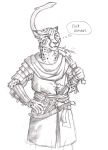  0laffson 2016 5_fingers anthro cheetah feline holding_object holding_weapon male mammal simple_background sketch solo standing traditional_media_(artwork) weapon white_background 