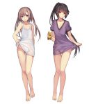  :o ass_visible_through_thighs asymmetrical_bangs bangs bare_arms bare_legs bare_shoulders barefoot black_hair blue_eyes blush brown_hair bulge can collarbone commentary_request dress dress_lift full_body groin highres holding lifted_by_self long_hair looking_at_viewer multiple_boys no_panties open_mouth original otoko_no_ko purple_dress red_eyes short_sleeves simple_background sleeveless sleeveless_dress soda_can standing testicle_peek thigh_gap v-neck v-shaped_eyebrows very_long_hair weiyinji_xsk white_background 