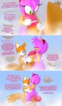  3d_(artwork) aged_up amy_rose anthro big_penis breast_grab breasts butt comic dialogue digital_media_(artwork) fellatio female hand_on_breast hyper hyper_penis male miles_prower moorsheadfalling oral penis sex sonic_(series) text thigh_sex video_games 