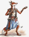  0laffson 2016 4_toes 5_fingers anthro canine clothed clothing digitigrade female fox mammal no_sclera orange_eyes smile solo standing toes traditional_media_(artwork) 