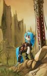  2018 blue_hair clothed clothing day detailed_background equine fan_character female feral hair horn mammal my_little_pony orange_eyes outside rublegun solo standing unicorn 