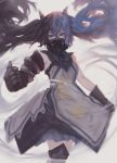  absurdres arsha black_hair blue_eyes blue_hair floating_hair gas_mask gloves highres original skirt solo twintails 