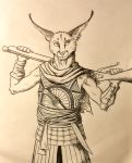  0laffson 2016 anthro caracal feline gun holding_object holding_weapon male mammal ranged_weapon sketch smile solo standing traditional_media_(artwork) weapon 