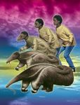  1998 all_fours animorphs anteater cassie_(animorphs) claws clothing cloud cover_art david_mattingly female footwear giant_anteater human hybrid jeans long_snout long_tongue mammal official_art pants pilosan shirt shoes sky snout solo toe_claws tongue tongue_out 