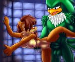  2018 anthro anthro_on_anthro avian balls blue_eyes breasts chipmunk dgemporium duo feathers female hi_res jet_the_hawk male male/female male_penetrating mammal nipples nude open_mouth penetration penis pussy rodent sally_acorn sex shower sonic_(series) sonic_riders vaginal vaginal_penetration video_games wet 