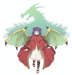  closed_mouth commentary commission dragon_wings dress fire_emblem fire_emblem:_seima_no_kouseki full_body iktk long_hair mamkute multi-tied_hair myrrh purple_hair sandals smile solo twintails wings wristband 