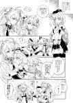  4koma admiral_hipper_(azur_lane) azur_lane comic commentary_request fist_bump greyscale head_in_chest leipzig_(azur_lane) military military_uniform monochrome multiple_girls prinz_eugen_(azur_lane) souen_hiro translated uniform 