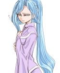  blue_hair breasts chrono_trigger closed_mouth commentary_request high_ponytail long_hair looking_at_viewer ponytail robe s-a-murai schala_zeal simple_background solo standing upper_body white_background 
