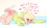  &lt;3 &lt;3_eyes anal anal_penetration balls blush bottomless clothed clothing duo elf english_text erection fan_character hoodie hoodie_(artist) humanoid male male/male male_penetrated male_penetrating max_(hoodie) messy not_furry penetration penis sex solo_focus spank_marks text tongue 